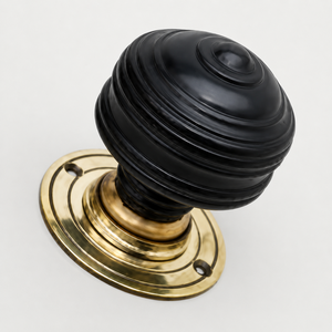 Modern Black Wooden <b>Door</b> Knobs | Brass Base Cabinet Drawer <b>Pull</b> <b>Handle</b> for Dresser Wardrobe Kitchen Bedroom Furniture Home Decor - Product Image 1