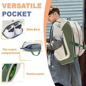 Bagnex PU Fashion Pickleball Tennis <b>Backpack</b> <b>Large</b> Capacity Sports Racket Bag Double Shoulder Badminton Outdoor Training - Product Image 3
