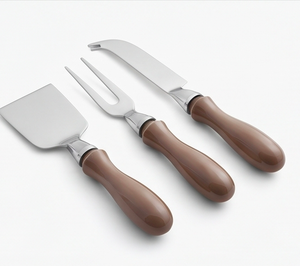 <b>Cheese</b> <b>Knife</b> <b>Set</b> Stainless Steel Blades Wood Handles Durable <b>Cheese</b> Tools 3 Piece <b>Set</b> For Kitchenware Use And Hotel Use - Product Image 1