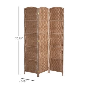 Divisorio per Stanza in Vimini a 3 Pannelli, 6 Piedi, Fatto a Mano, Autoportante, Schermo Pieghevole per Privacy, in Legno Naturale Leggero, Stile Antico - Product Image 3
