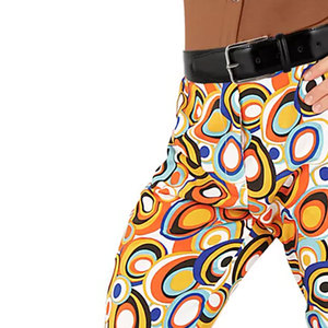 Pantalon évasé imprimé cercle coloré pour hommes, taille élastique, vêtements d'été décontractés - Product Image 6