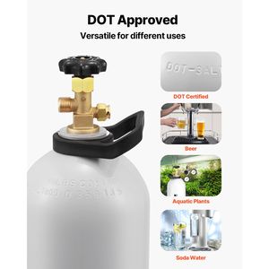 Nouvelle bouteille de CO2 pressurisée en alliage d'aluminium de 10 lb avec valve CGA320, poignée réglable, pour pulvérisation légère, 150 bars, 2 L - Product Image 6