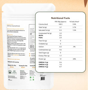 Poudre de chanvre biologique 100g en gros, poudre de graines de chanvre naturelle brute, marque HP Valia, exportée d'Inde, durée de conservation de 12 mois - Product Image 2