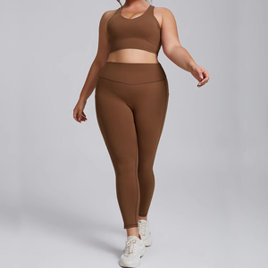 Customised Womens Sportswear Gym Fitness <b>Sets</b> Plus Size 3XL Custom Logo Push up Bra High Elastic Seamless Yoga Leggings <b>Sets</b> - Product Image 3
