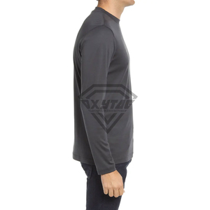 T-shirt personnalisé à manches longues pour homme, gris anthracite, col rond, sweat-shirt uni en coton, poly et élasthanne, vêtements de sport pour la gym, fabrication de vêtements - Product Image 2