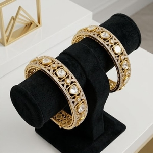 Luxury 925 Silver Monzo Bangles Elegant Stone Designer <b>Kada</b> Bracelet Set for Women Bridal Wedding Jewelry - Product Image 4