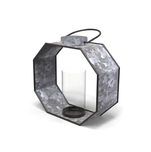 Lanterne carrée en métal avec insert en verre pour la décoration de la maison - Product Image 3