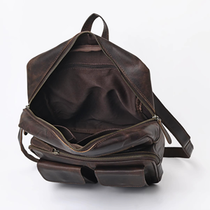 Vintage Style Genuine Leather <b>Backpack</b> Large Capacity Travel and School <b>Backpack</b> - Product Image 2