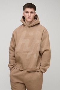 Nuevo estilo logotipo personalizado algodón en blanco acampanado hombres correr chándales Jogging trajes Streetwear Sudadera con capucha y Joggers conjunto de chándal para hombres - Product Image 3