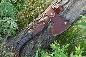Hache de chasse artisanale en acier industriel à haute teneur en carbone, manche en bois de rose, étui en cuir, 1,5 kg, multi-usages, camping, extérieur - Product Image 4