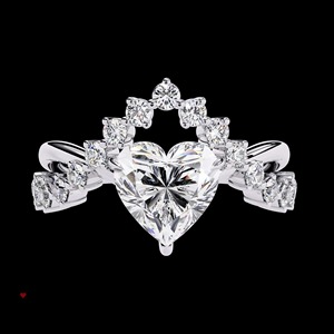 Bague de fiançailles pour femme en argent 925 rhodié avec diamant taille cœur et taille rond, moissanite romantique et pierre de laboratoire, style mode - Product Image 1