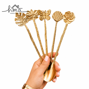 Silver Finish Brass Spoon Set with Smooth Long Handles Engraved Animal Shapes Dog <b>Bear</b> Rabbit and Deer Rounded Oval Bowl <b>Cute</b> - Product Image 5