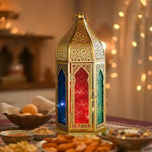 Moroccan White Metal Square <b>Lanterns</b> <b>Set</b> of 3 Outdoor Wedding Home Decoration Durable Candle Holders - Product Image 3