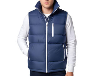 Custom Logo Breathable Waterproof Reversible <b>Men's</b> Autumn Casual Puffer Jacket Canvas Fabric Lightweight Sleeveless Outerwear - Product Image 2