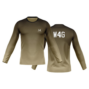 T-shirt personnalisé à manches longues et col rond, séchage rapide, avec logo imprimé dégradé sur le devant, en tissu tissé respirant, décontracté et écologique - Product Image 4