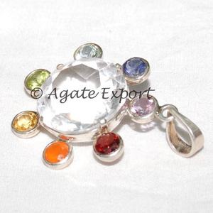 Jaspe rojo 12 cuentas de Chakra facetadas y péndulo de cristal curativo facetado Om grabado a mano tipo tallado - Product Image 2