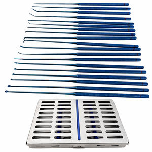 Juego de Microdisectores Rhoton de Alta Calidad de 19 Piezas (Recubrimiento de Plasma Azul) con Casete de Esterilización Instrumentos con Certificación CE - Product Image 1