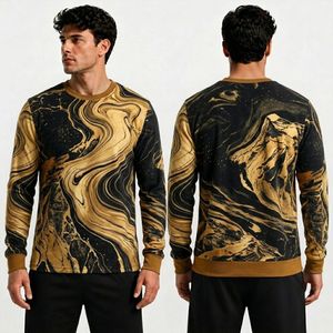 Camiseta de Manga Larga con Estampado Geométrico Gris Sublimado, Sudadera Informal Transpirable, Suave y Cálida de Poliéster para Hombre - Product Image 5