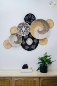 Décoration murale verticale de luxe en jute faite à la main, motif floral Art Déco, pour hall d'hôtel, complexe hôtelier, appartement, décoration intérieure - Product Image 3