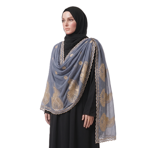 Écharpe en mousseline de soie légère et respirante avec broderie lourde et strass, nouvelle arrivée, motif floral estival, châle islamique long et multicolore - Product Image 3
