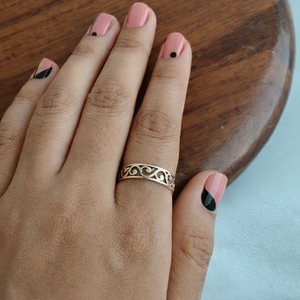 Bague Namivaa en or rose 18 carats, motif floral ajouré, style vintage minimaliste, pour femme, mariage, fête, usage quotidien - Product Image 4