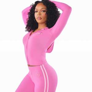 Manufacturer Custom Logo Yoga Women Sets Contrast Color Hoodie Jacket With Yoga <b>Leggings</b> <b>Flare</b> Pants 2 Pieces Tracksuit Set - Product Image 2