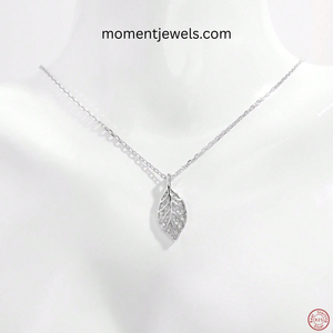 Collier pendentif feuille en argent sterling 925 pour femme, plaqué platine, incrustation de zircon, bijoux de luxe pour mariage, usage quotidien, fête, anniversaire - Product Image 4
