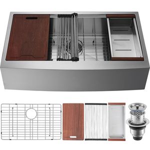 Lavello da Cucina Stile Rustico in Acciaio Inox 304, Vasca Singola da Incasso con Accessori per Uso Domestico - Product Image 4
