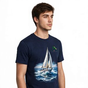 NEXTEX T-shirt unisexe à col rond en jersey de coton doux bleu marine, décontracté - Product Image 2