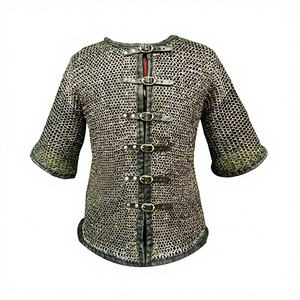 Haubergeón Medieval de Acero Dulce con Remaches Planos y Ribete de Cuero, Armadura Hecha a Mano para Disfraces de Feria y Reenactment - Product Image 1