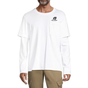 เสื้อยืดผู้ชายสองชั้น MOQ ต่ำ เสื้อยืดผู้ชายสองชั้นสำหรับใส่หน้าร้อน เสื้อยืดผู้ชายสองชั้นพิมพ์โลโก้ตามสั่ง - Product Image 1