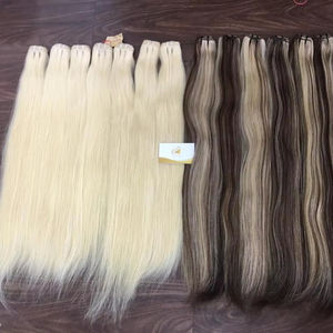 Extensions de cheveux vierges vietnamiens 100% naturels, couleur claire, cuticules alignées, trame machine, cheveux décolorés, prix de gros - Product Image 1