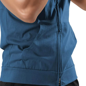 Men's <b>Sleeveless</b> <b>Hoodie</b> Tank Top Training Shirt Gym Fitness Workout Apparel Breathable Sportswear Manufacturer - Product Image 3