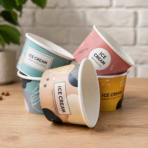 Gobelet à crème glacée jetable en papier à paroi simple, écologique et biodégradable, de qualité alimentaire, avec motif illustré violet, Sweet Moments - Product Image 3