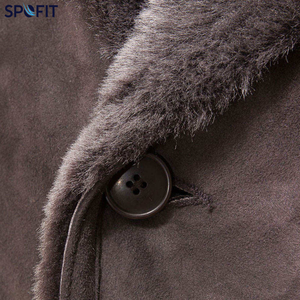 <b>Men's</b> Sherpa Lined Winter Jacket Faux Leather Regular Fit Button Front Collar <b>Coat</b> for Outdoor Wear - Product Image 6
