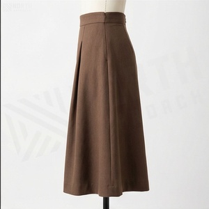 Falda Plisada de Cintura Alta para Mujer, Estilo Línea A, Color Sólido, Largo hasta la Rodilla, Tela de Lana, para Todas las Temporadas - Product Image 3