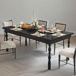 Tavolo da pranzo casa moderna per 4-6 persone grande rettangolo di legno nero tavolo da cucina 62 'agriturismo tavolo da pranzo - Product Image 5