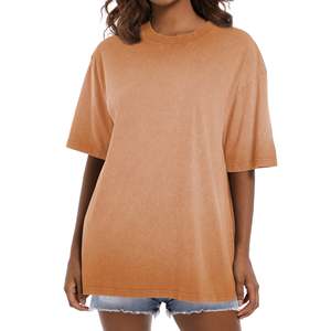 Oversized T-Shirts for Women Short Sleeve Vintage Print Cotton Tees Acid Stone Washed Casual Baggy Tops 240 GSM 100% Cotton - Product Image 6