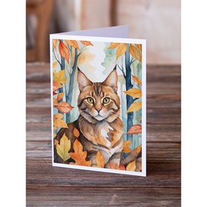 Whimsical Sokoke Cat in Fall Leaves Paquete de 8 A7 Tamaño 5x7 Tarjetas de notas en blanco con sobres para saludos - Product Image 2