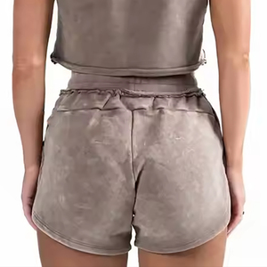 Nouveauté : Short décontracté d'été pour femme, brodé, délavé à l'acide, taille haute élastique, coupe régulière, 100 % coton respirant et séchage rapide - Product Image 5