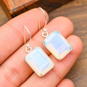 Pendientes de ópalo lechoso, plata de ley 925, hechos a mano, hermosa joyería de ópalo lechoso, regalo de compromiso para mujer - Product Image 4