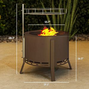 Griglia BBQ Portatile 2-in-1 Senza Fumo per Campeggio e Viaggi, in Acciaio Bronzato con Paletta, per Carbonella e Legna - Product Image 3