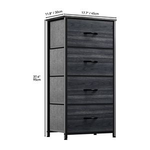 Commode moderne à 4 tiroirs, unité de rangement autoportante pour chambre à coucher, en métal noir anthracite - Product Image 2