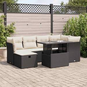 Grand ensemble de canapés de jardin résistant aux UV, en rotin PE noir, mobilier d'extérieur élégant - Product Image 1