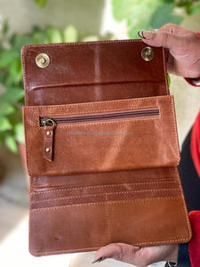 Pochette en cuir Crunch élégante attrayante femmes pochette en cuir Vintage marron portefeuille pochette multi-utilisations - Product Image 6