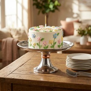 Handmade SS304 Cake <b>Stand</b> 26 cm <b>Mirror</b> Steel Pedestal Food Safe Home Decor for Hotel Wedding <b>Table</b> Chandra Classic Hammered - Product Image 2