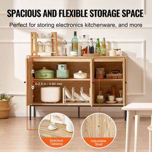 Mobiletto in Rattan con Ripiani Regolabili e 3 Ante Magnetiche, Credenza per Ingresso e Corridoio - Product Image 4