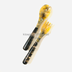 Serveurs à salade en corne de couleur naturelle de la meilleure qualité et poignée en résine décorations d'ustensiles de cuisine indiennes pour la maison et le jardin cuillère à salade - Product Image 4