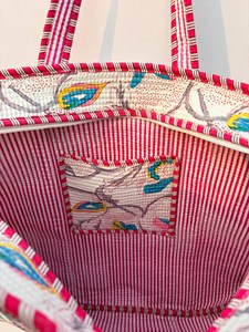 Women <b>White</b> Cotton Tote <b>Bag</b> with Floral Print Bohemian Style Summer Casual Zipper Shopping Travel Handbag for Women - Product Image 6