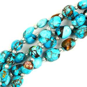 ลูกปัดทองแดงสีเขียวขุ่นทรงหยดน้ำขนาด 6x8-8x10 มม. ลูกปัดพลอยมอฮาวีโอสเตอร์เทอร์ควอยซ์ธรรมชาติสำหรับทำเครื่องประดับ ความยาว 8 นิ้ว - Product Image 1